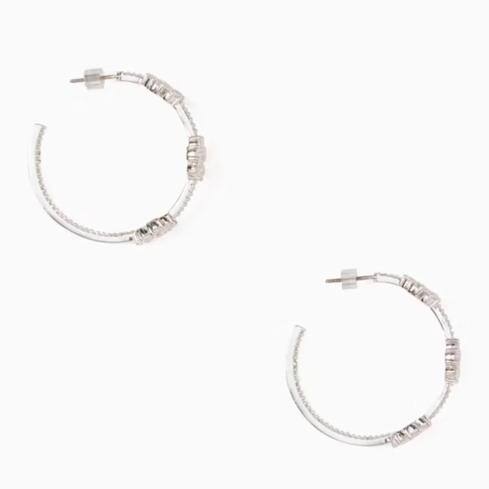 kate spade Silver Gleaming Gardenia Flower Hoops/NWT